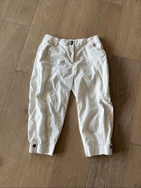 Chico's White Cropped Cargo Capri Pants Vintage